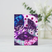 Abstract Vredesteken Hippie Art Roze Paarse Briefkaart (Staand voorkant)