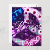 Abstract Vredesteken Hippie Art Roze Paarse Briefkaart (Voorkant / Achterkant)
