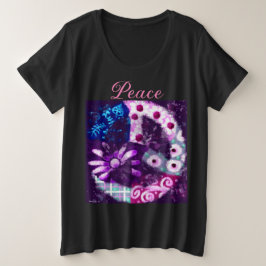 Abstract Vredesteken Hippie Art Roze Paarse Grote Maat T-shirt