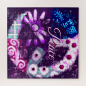 Abstract Vredesteken Hippie Kunst gepersonaliseerd Legpuzzel (Horizontaal)