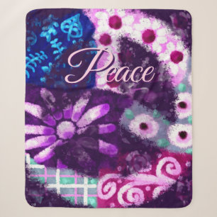 Abstract Vredesteken Hippie Kunst gepersonaliseerd Sherpa Deken