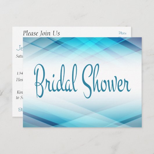Abstract Vrijgezellenfeest blauw en wit uitnodigin Uitnodiging Briefkaart (Voorkant / Achterkant)