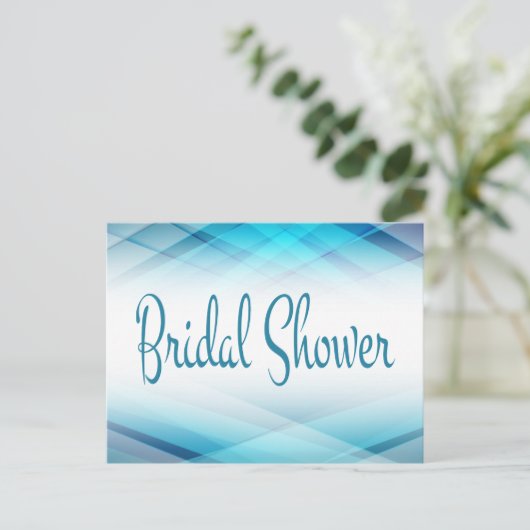 Abstract Vrijgezellenfeest blauw en wit uitnodigin Uitnodiging Briefkaart (Staand voorkant)