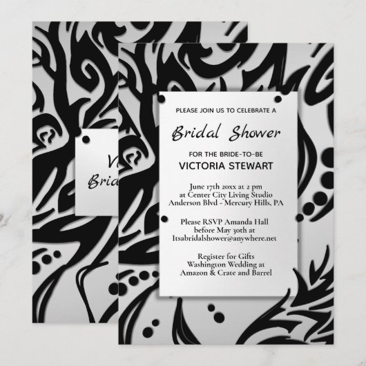 Abstract Vrijgezellenfeest met zwart en zilver Kaart (Voorkant / Achterkant)