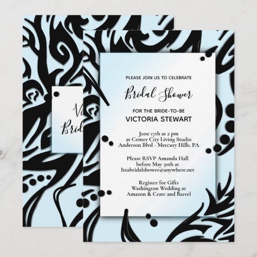 Abstract Vrijgezellenfeest met zwarte en blauwe tr Kaart (Voorkant / Achterkant)