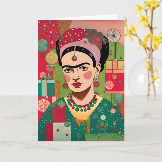 Abstract Vrouw Artist Xmas Kaart (Gele Bloem)