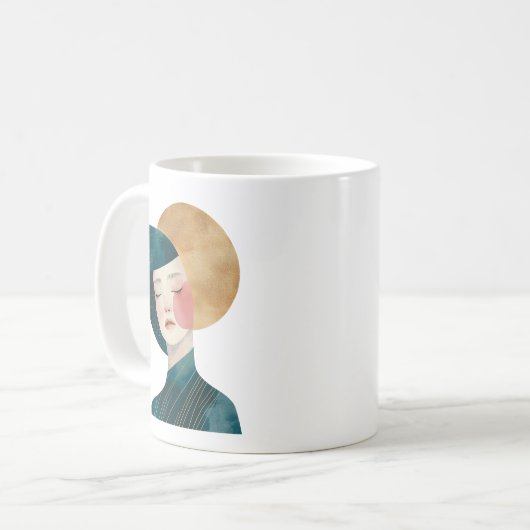 Abstract Vrouw Design - Lady in Blue Mok (Voorkant links)