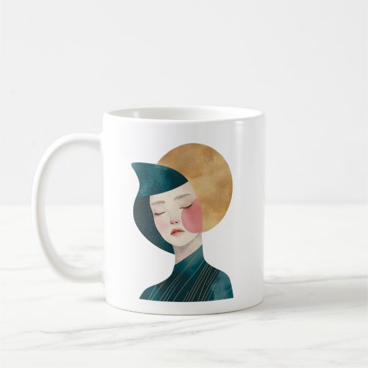 Abstract Vrouw Design - Lady in Blue Mok (Links)