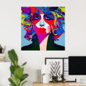 Abstract Vrouw Poster (Thuiskantoor)