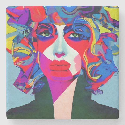 Abstract Vrouw Stenen Onderzetter (Voorkant)