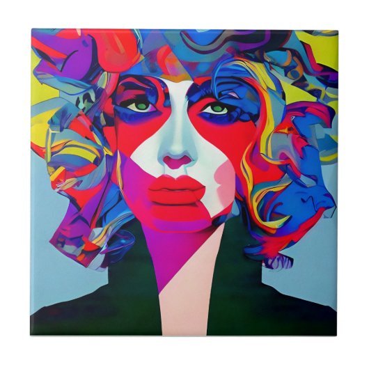 Abstract Vrouw Tegeltje (Voorkant)