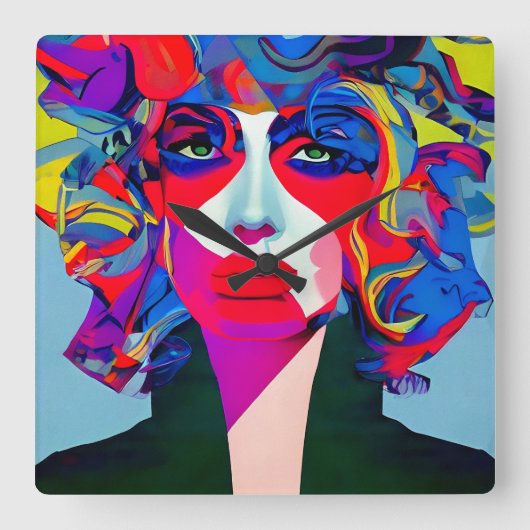 Abstract Vrouw Vierkante Klok (Voorkant)