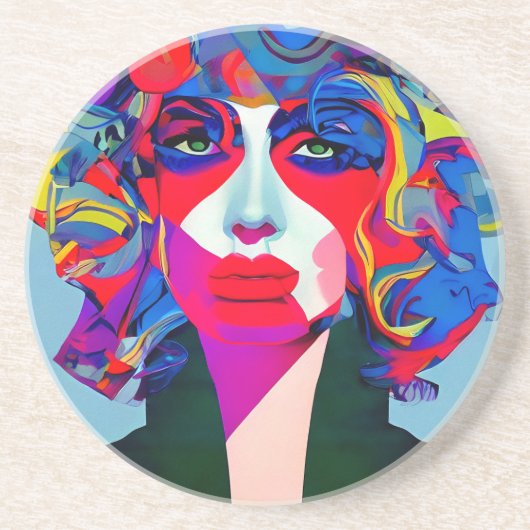 Abstract Vrouw Zandsteen Onderzetter (Voorkant)