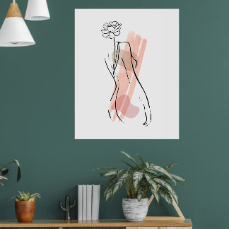 Abstract Vrouwelijk Figuur Lijnkunst Boho Muurkuns Poster