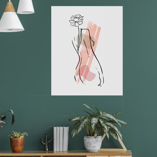 Abstract Vrouwelijk Figuur Lijnkunst Boho Muurkuns Poster (Woonkamer 1)