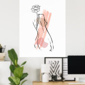 Abstract Vrouwelijk Figuur Lijnkunst Boho Muurkuns Poster (Thuiskantoor)