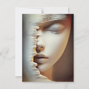 Abstract Vrouwelijk Gezicht Wandschilderij – Moder Briefkaart