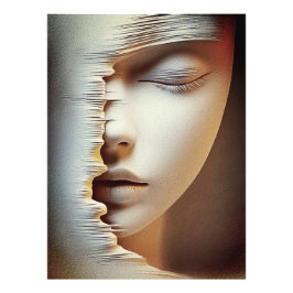 Abstract Vrouwelijk Gezicht Wandschilderij – Moder Foto Afdruk