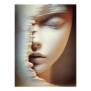 Abstract Vrouwelijk Gezicht Wandschilderij – Moder Foto Afdruk