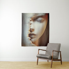 Abstract Vrouwelijk Gezicht Wandschilderij – Moder Wandkleed