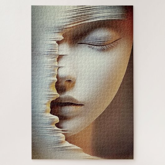 Abstract Vrouwelijk Gezicht Wandschildering – Mode Legpuzzel (Verticaal)