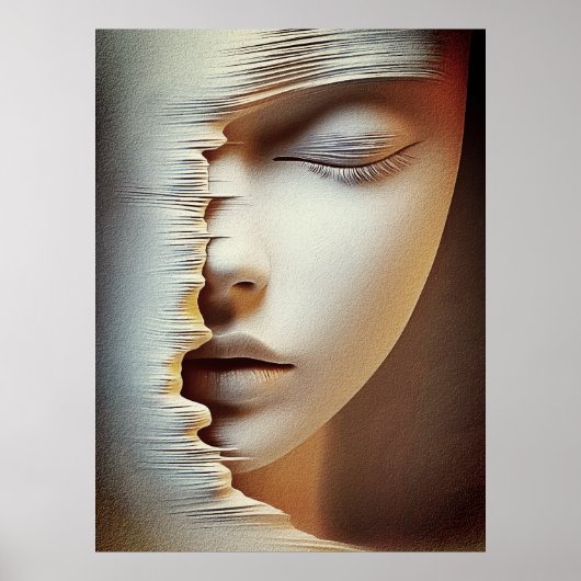 Abstract Vrouwelijk Gezicht Wandschildering – Mode Poster (Voorkant)