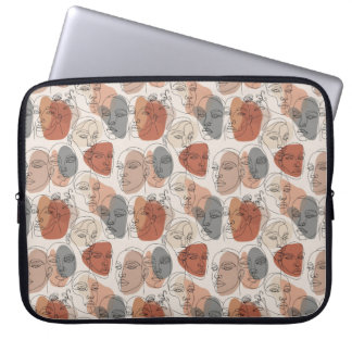 Abstract Vrouwelijk Gezichtspatroon Laptop Sleeve