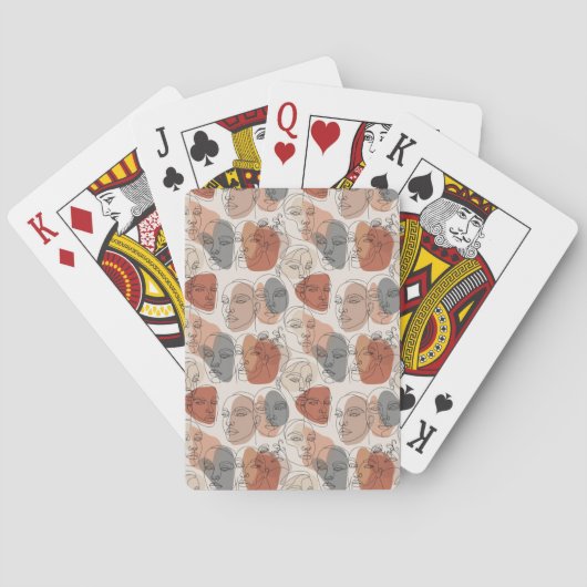 Abstract Vrouwelijk Gezichtspatroon Pokerkaarten (Achterkant)