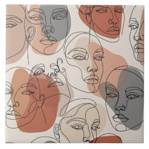 Abstract Vrouwelijk Gezichtspatroon Tegeltje
