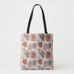 Abstract Vrouwelijk Gezichtspatroon Tote Bag