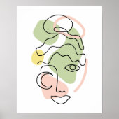 Abstract Vrouwelijk Portret Lijnkunst BOHO Chic Poster (Voorkant)