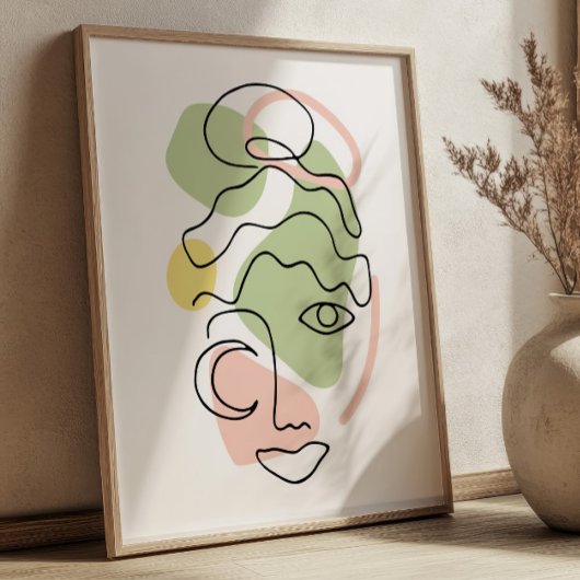 Abstract Vrouwelijk Portret Lijnkunst BOHO Chic Poster