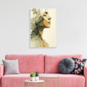 Abstract vrouwen gezicht boho neutraal vrouwelijk canvas afdruk (Insitu (Woonkamer))