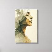 Abstract vrouwen gezicht boho neutraal vrouwelijk canvas afdruk (Voorkant)
