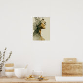 Abstract vrouwen gezicht boho neutraal vrouwelijk  poster (Keuken)