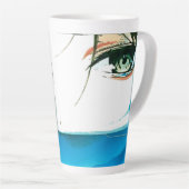 abstract vrouwen gezicht latte mok (Rechterhoek)