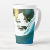 abstract vrouwen gezicht latte mok (Rechterhoek)