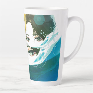 abstract vrouwen gezicht latte mok