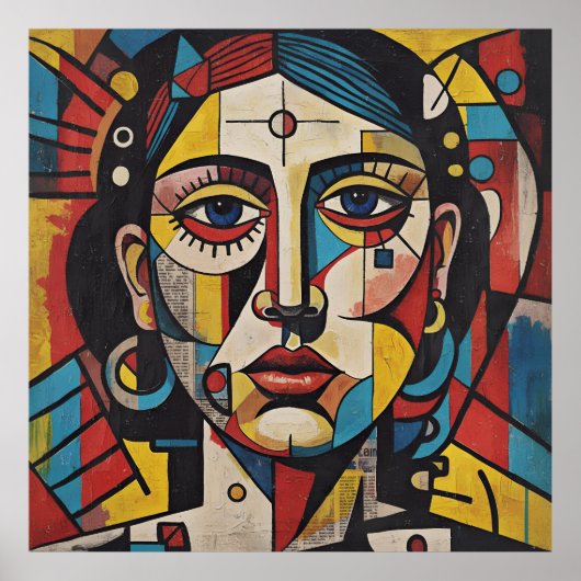 Abstract Vrouwen Gezicht Poster (Voorkant)