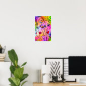 Abstract Vrouwen Gezicht Poster Cubisme Stijl Schi (Thuiskantoor)