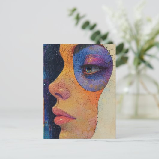 Abstract vrouwengezicht briefkaart (Staand voorkant)