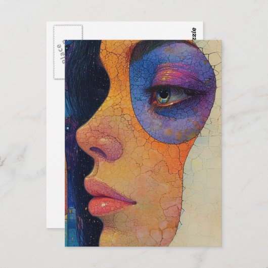 Abstract vrouwengezicht briefkaart (Voorkant / Achterkant)