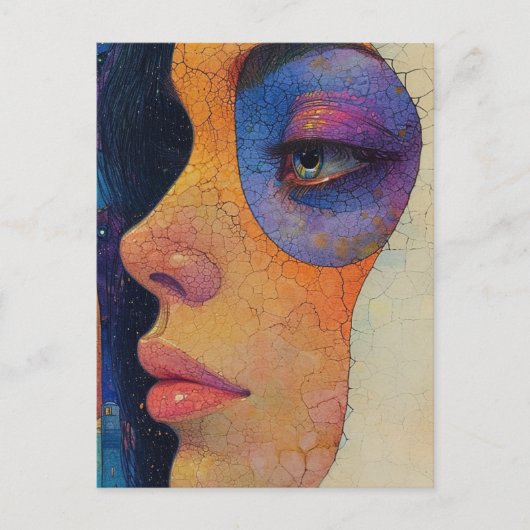 Abstract vrouwengezicht briefkaart (Voorkant)