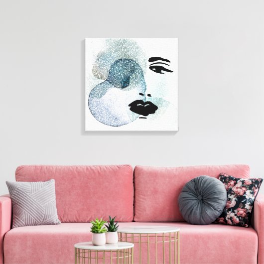 Abstract vrouwengezicht canvas afdruk (Insitu (Woonkamer))