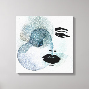 Abstract vrouwengezicht canvas afdruk