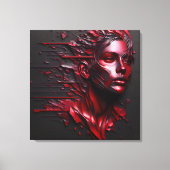 Abstract Vrouwengezicht in Geanodiseerd Rood Canvas Afdruk (Voorkant)
