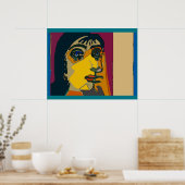 Abstract vrouwengezicht poster (Keuken)