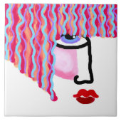 Abstract vrouwengezicht tegeltje (Voorkant)