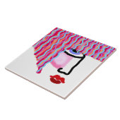 Abstract vrouwengezicht tegeltje (Zijkant)