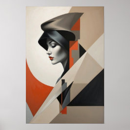 Abstract Vrouwenportret - Geometric Modern Art Poster